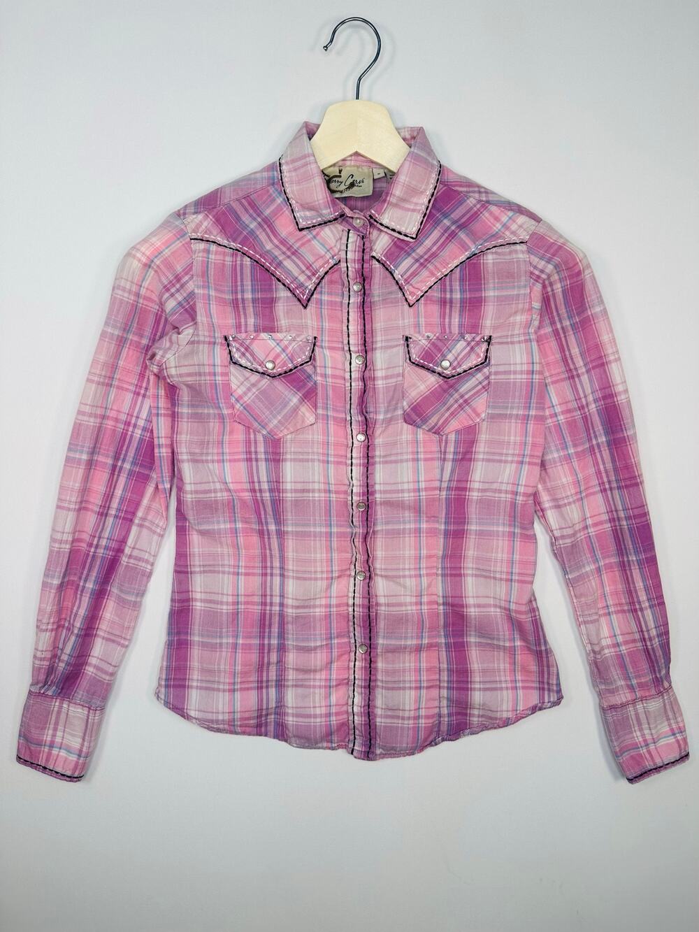 Sherry Cervi RU Cowgirl Pearl Snap Western Plaid Shirt Size Small
